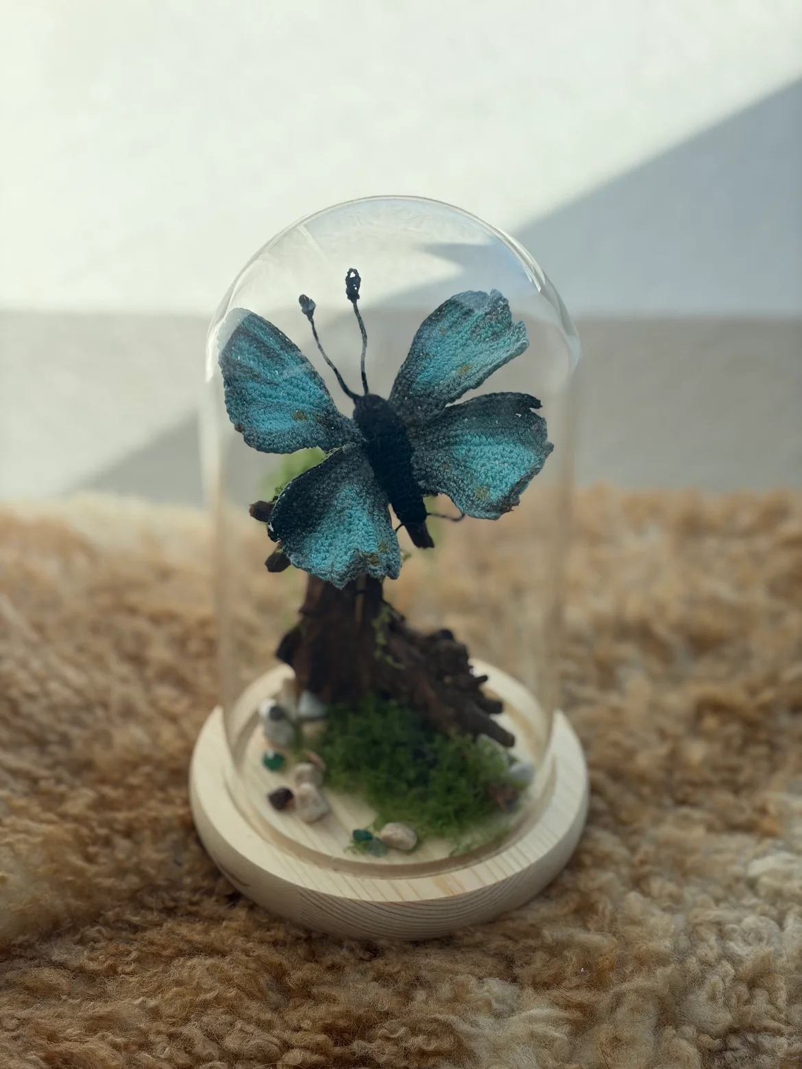 ✨ Aethera – Handmade Micro Crochet Butterfly in Glass Dome ✨